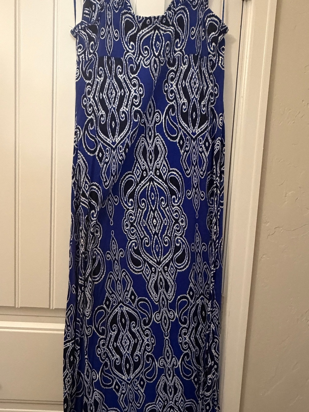 INC International Concepts Blue and White Patterned Maxi Dress